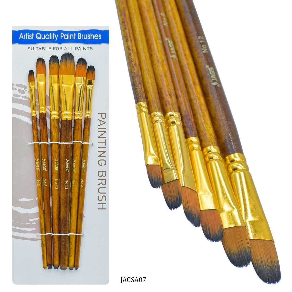 Painting Filbert Brush Set Of 6 Pcs Size: 2,4,6,8,10,12 JAGSA07