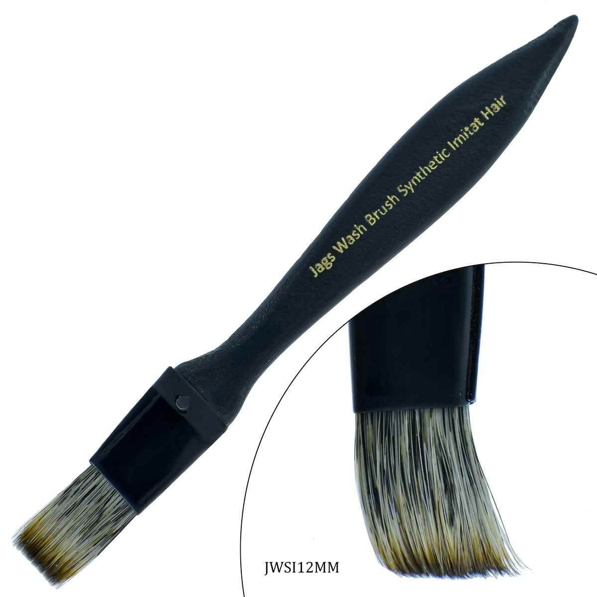 Wash Brush Synthetic Imitation Hair 12MM Black Handle JWSI12MM