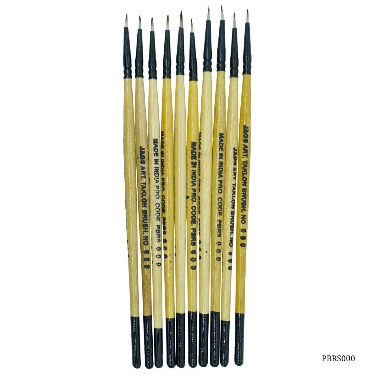 Painting Brush Round Synthetic Hair 10 Pieces Size 000 PBRS000