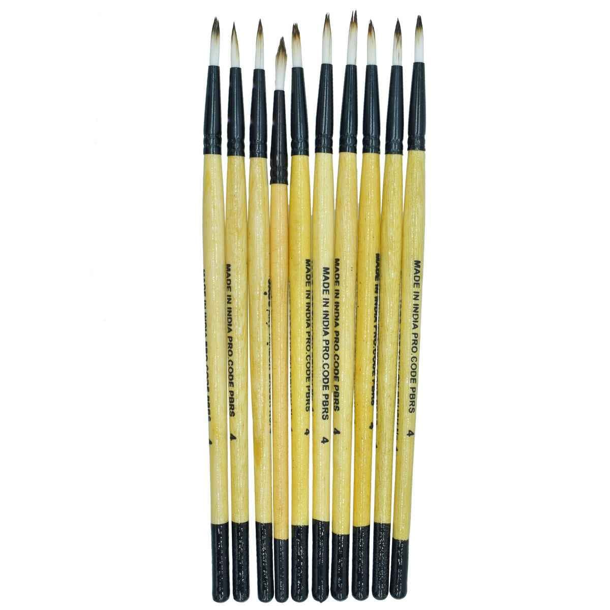 Painting Brush Round Synthetic Hair 10 Pieces Size 4 PBRS04