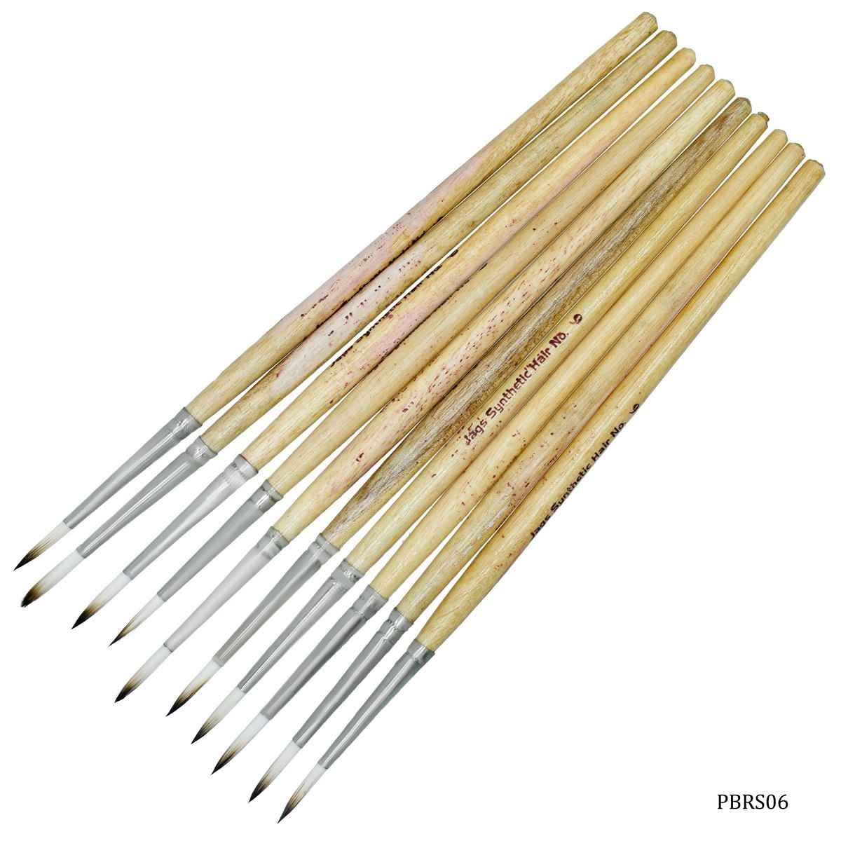 Painting Brush Round Synthetic Hair 10 Pieces Size 6 PBRS06