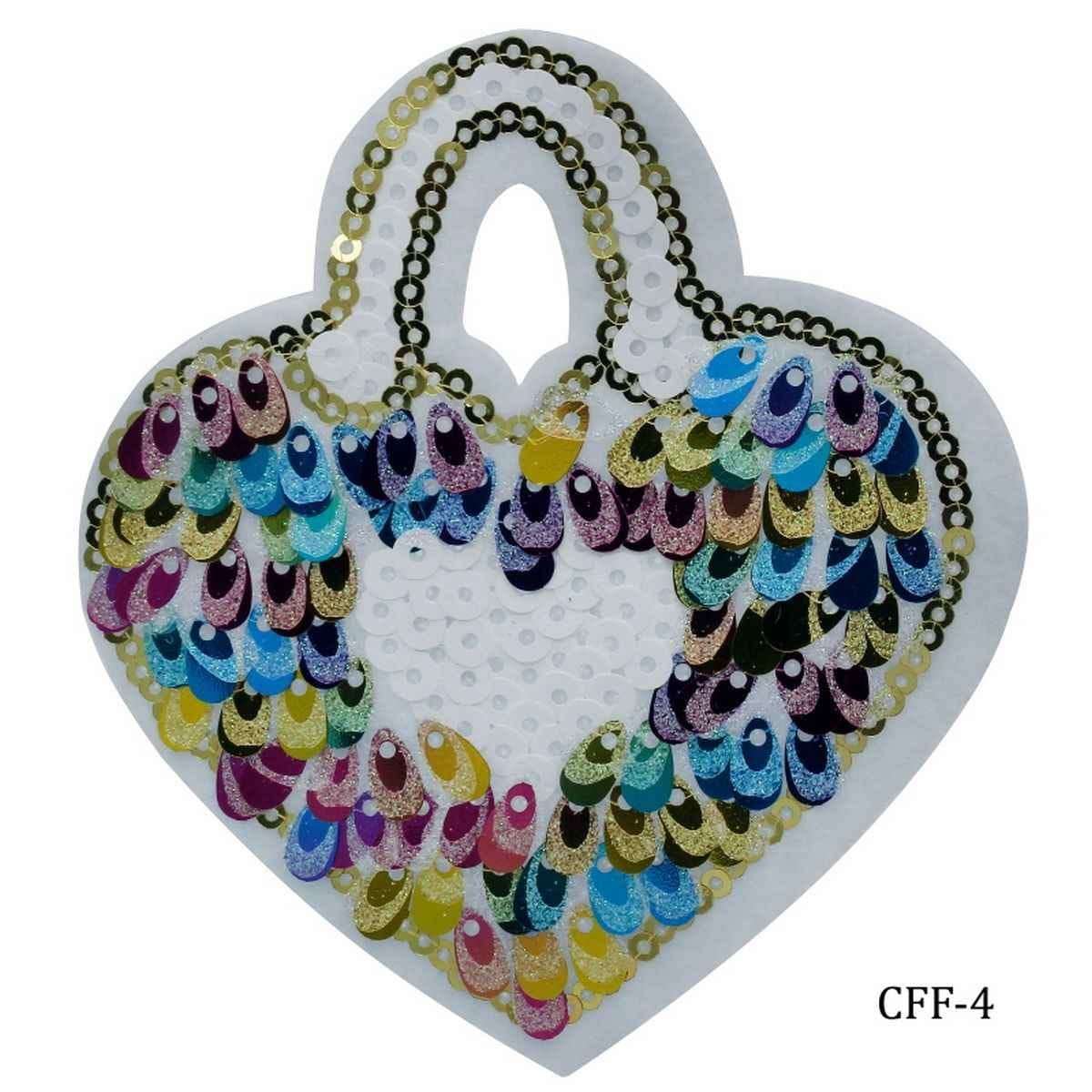Craft Sequins Heart Bag Medium Size: 9x10x0.5 Cm CFF-4