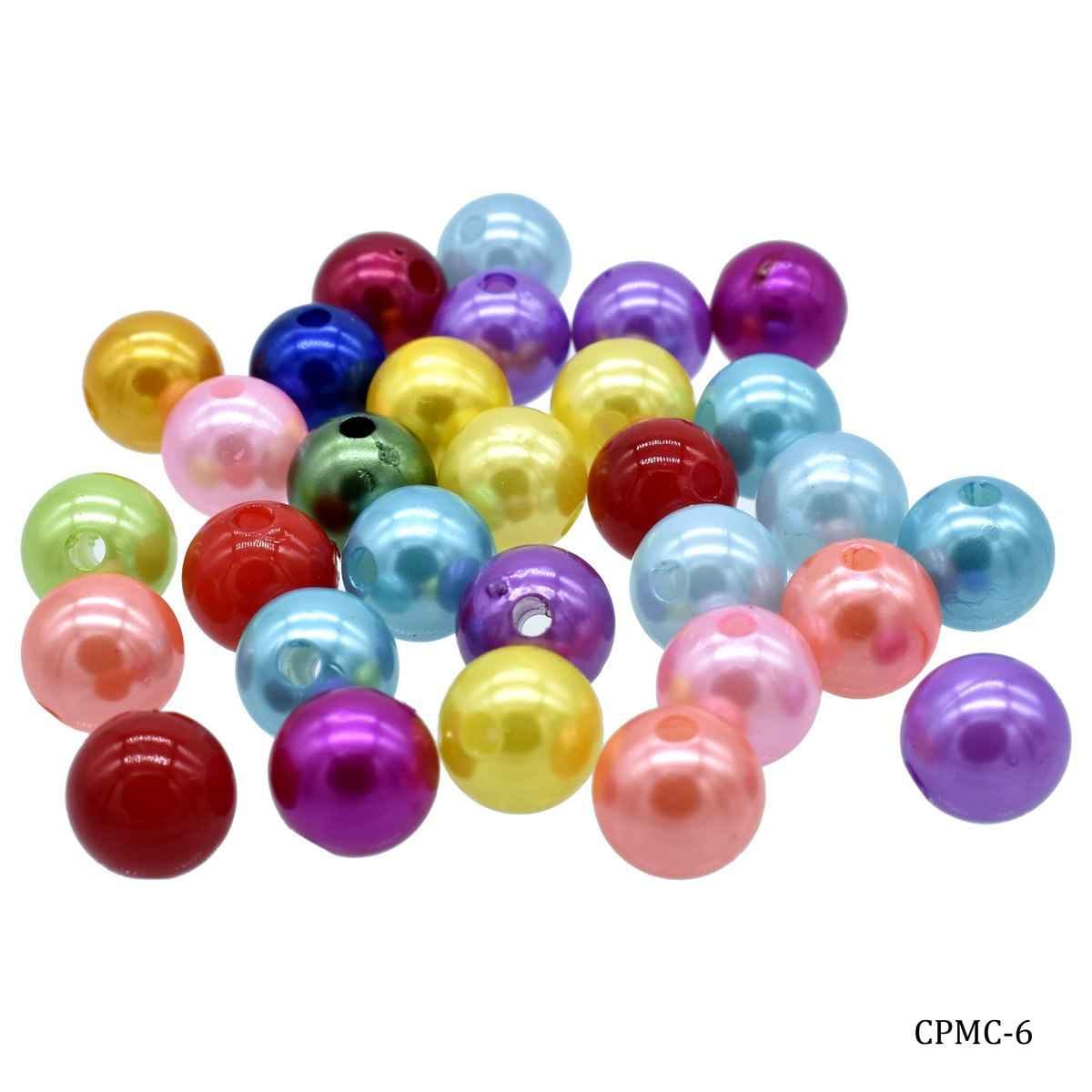 Craft Beads Round Moti Multi Colour 25gram Size 14MM CPMC-6