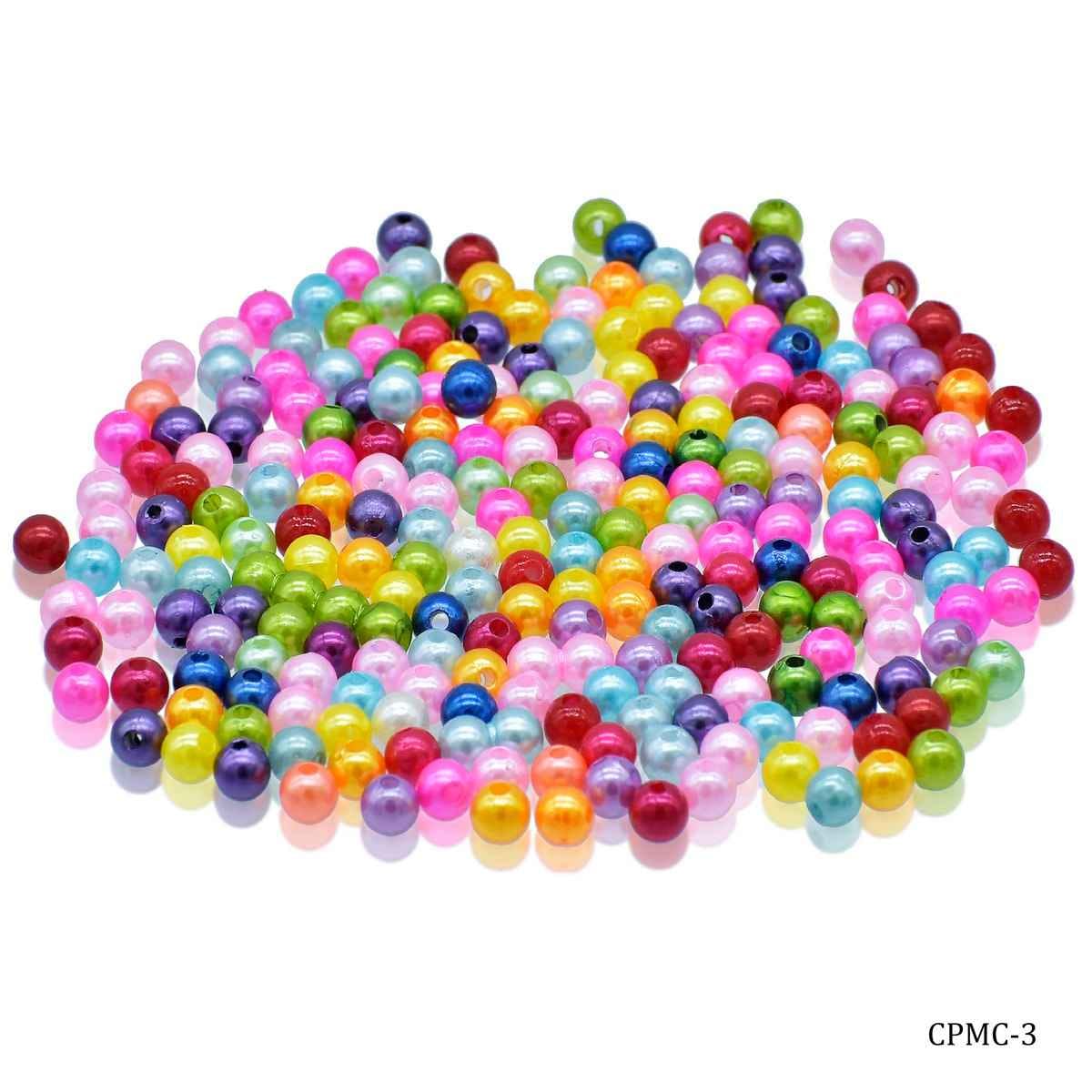 Craft Beads Round Moti Multi Colour 25gram Size 8MM CPMC-3