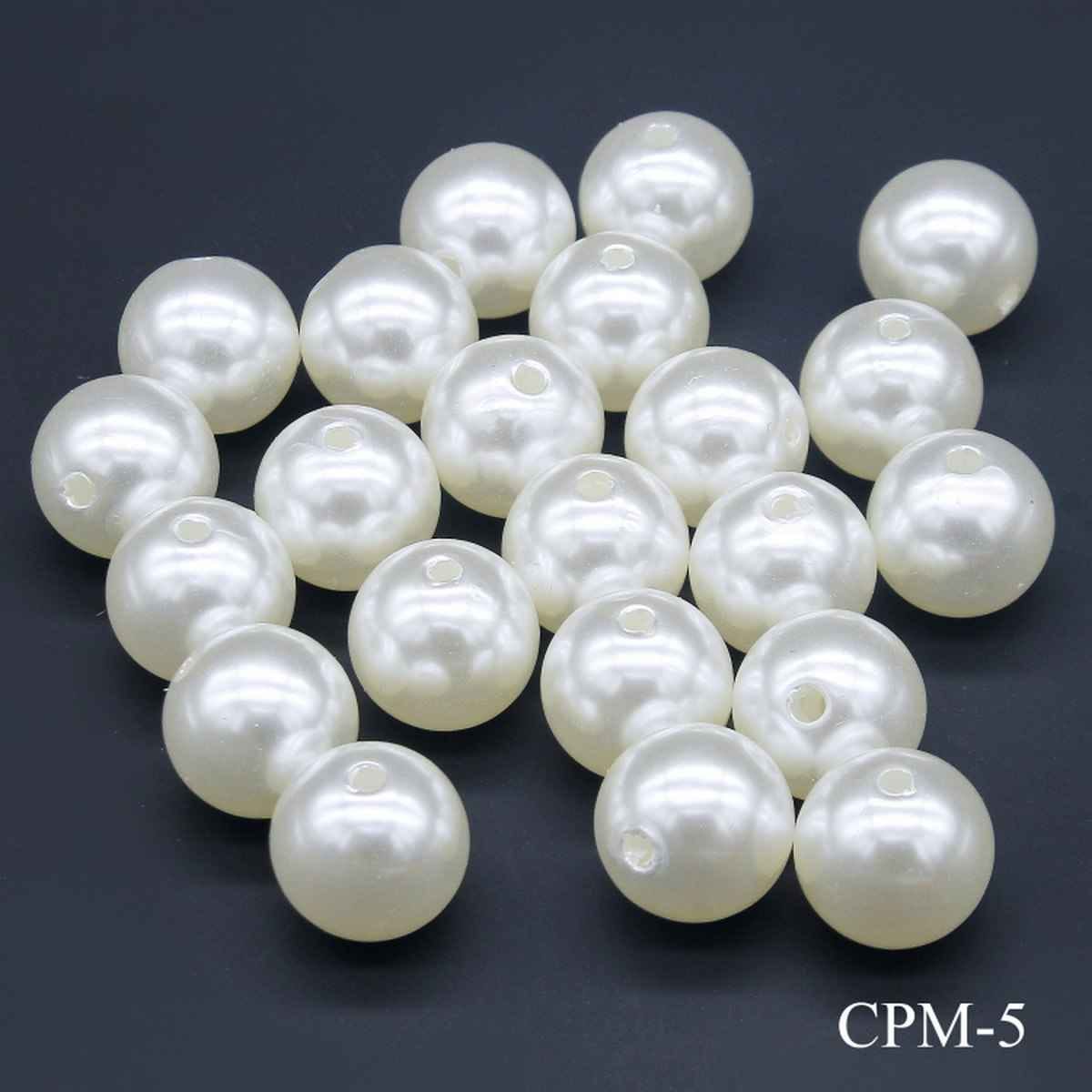 Craft Beads Round Moti White Colour 25gram Size 12MM CPM-5