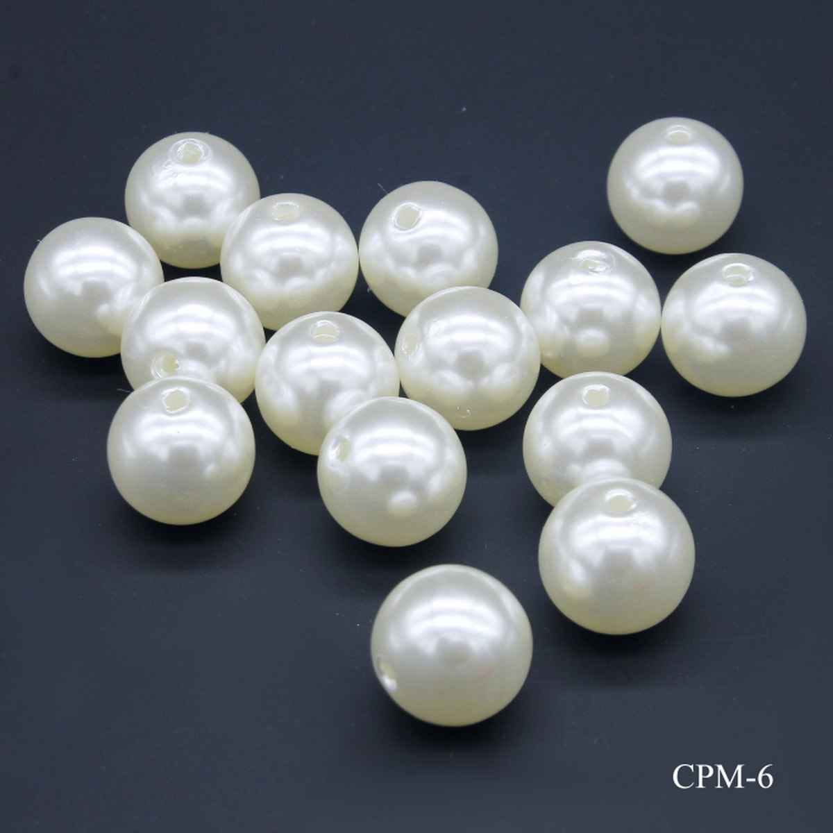 Craft Beads Round Moti White Colour 25gram Size 14MM CPM-6