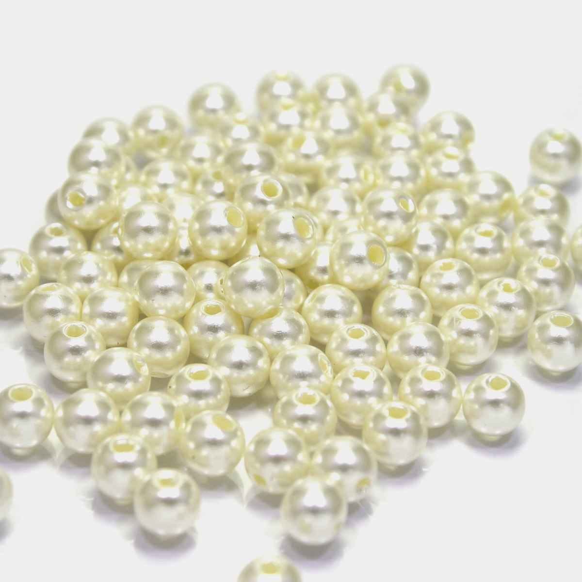 Crafts Beads Round Moti White Colour 25gram Size 6MM CPM-2