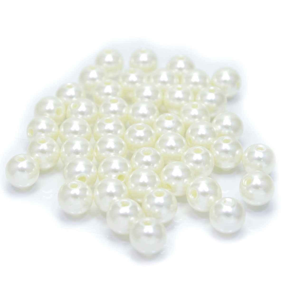 Crafts Beads Round Moti White Colour 25gram Size 8MM CPM-3