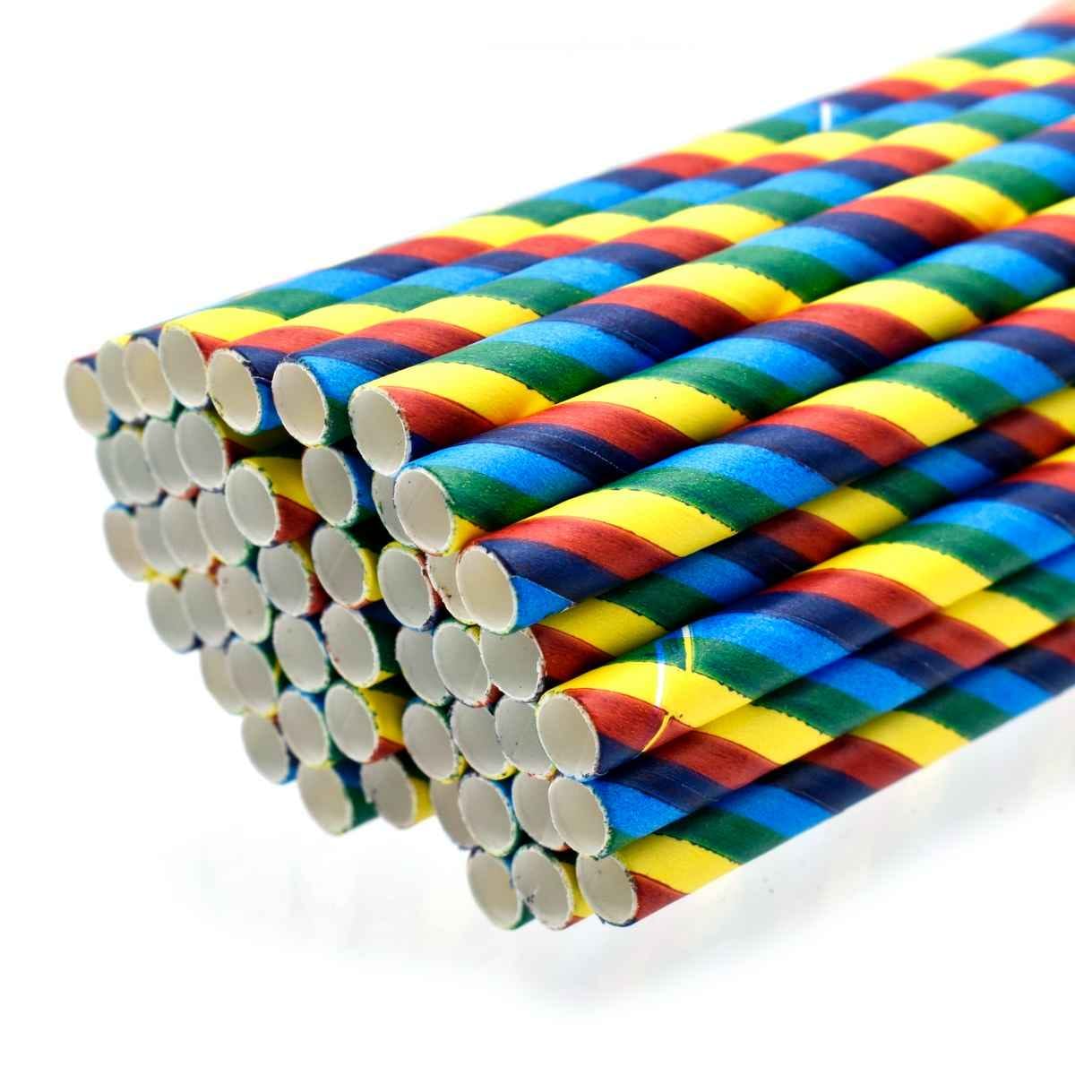 Colourful Rainbow Decorative Pipe 50pcs Paper Straw Size 6MM JPS6MMR