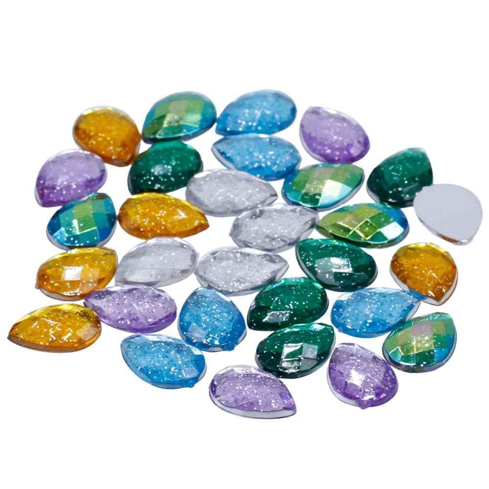 Kundan Stone Diamond Drop Shape with Glitter Filled Size 10X14MM 30 Pieces J10X14