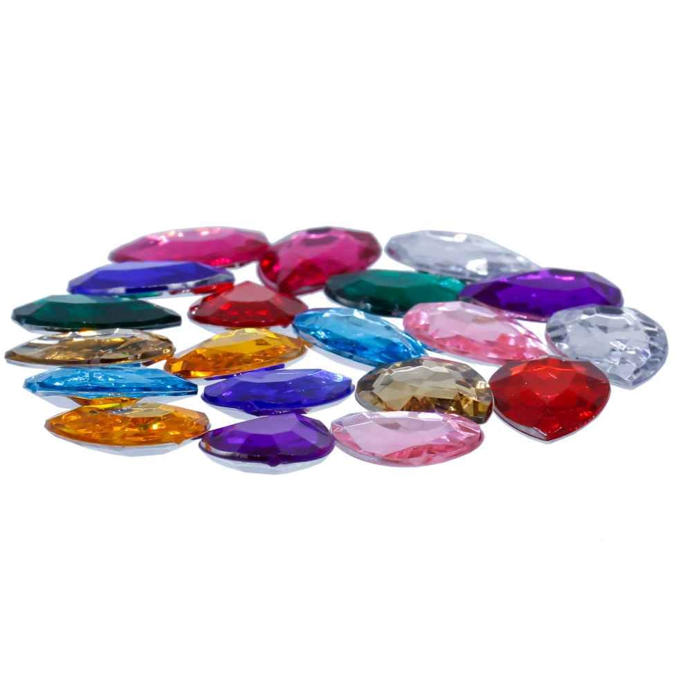 Kundan Stone Diamond Drop Shape Multi Colour Medium Size 13X18MM 20 Pieces J13X18-16