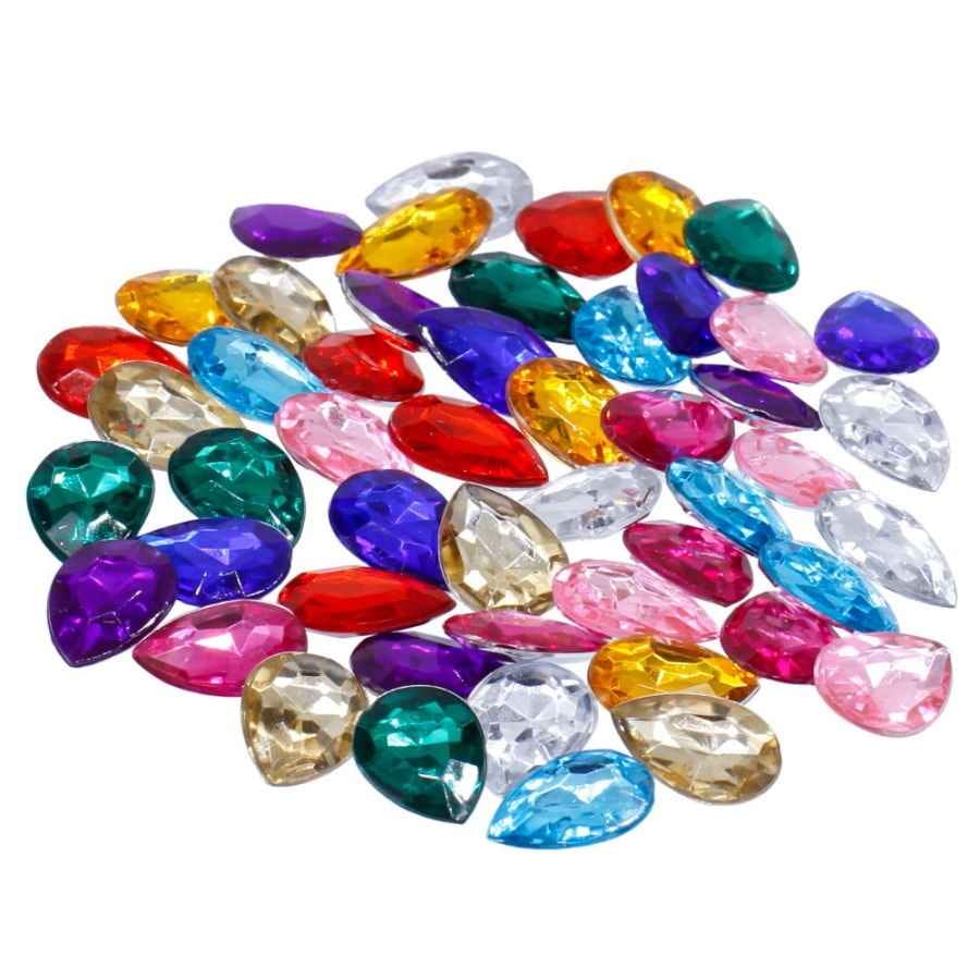 Kundan Stone Diamond Drop Shape Multi Colour Small Size 10X14MM 50 Pieces J10X14-15