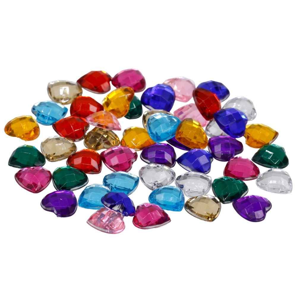 Kundan Stone Diamond Heart Shape Multi Colour Small Size 10MM 50 Pieces JT10H-7