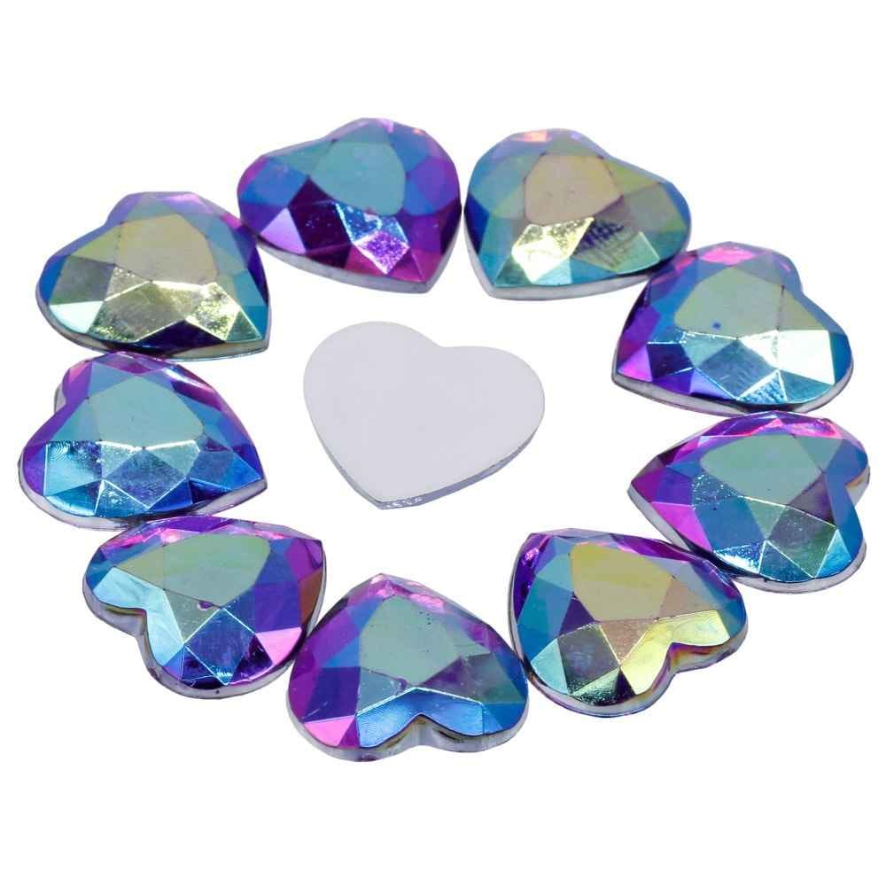 Kundan Stone Diamond Heart Shape Rainbow Multi Colour Big Size 20MM 10 Pieces JT20H-11