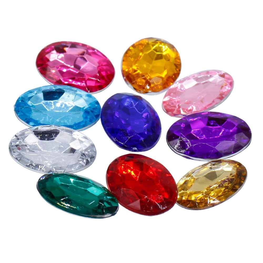 Kundan Stone Diamond Oval Shape Multi Colour Big Size 18X25MM 10 Pieces J18X25-3