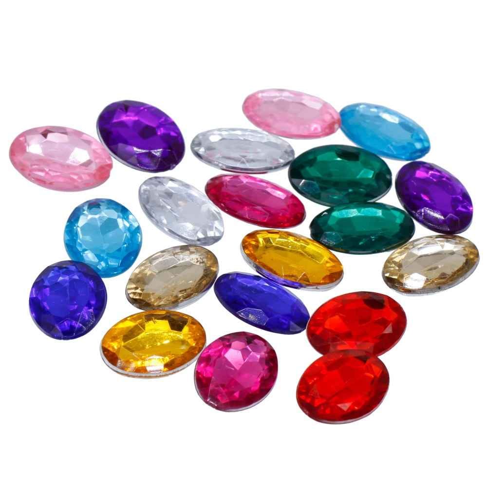 Kundan Stone Diamond Oval Shape Multi Colour Medium Size 13X18MM 20 Pieces J13X18-2
