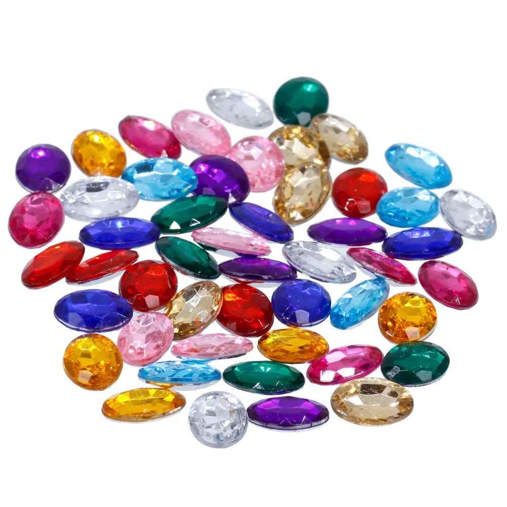 Kundan Stone Diamond Oval Shape Multi Colour Small Size 10X14MM 50 Pieces J10X14-1