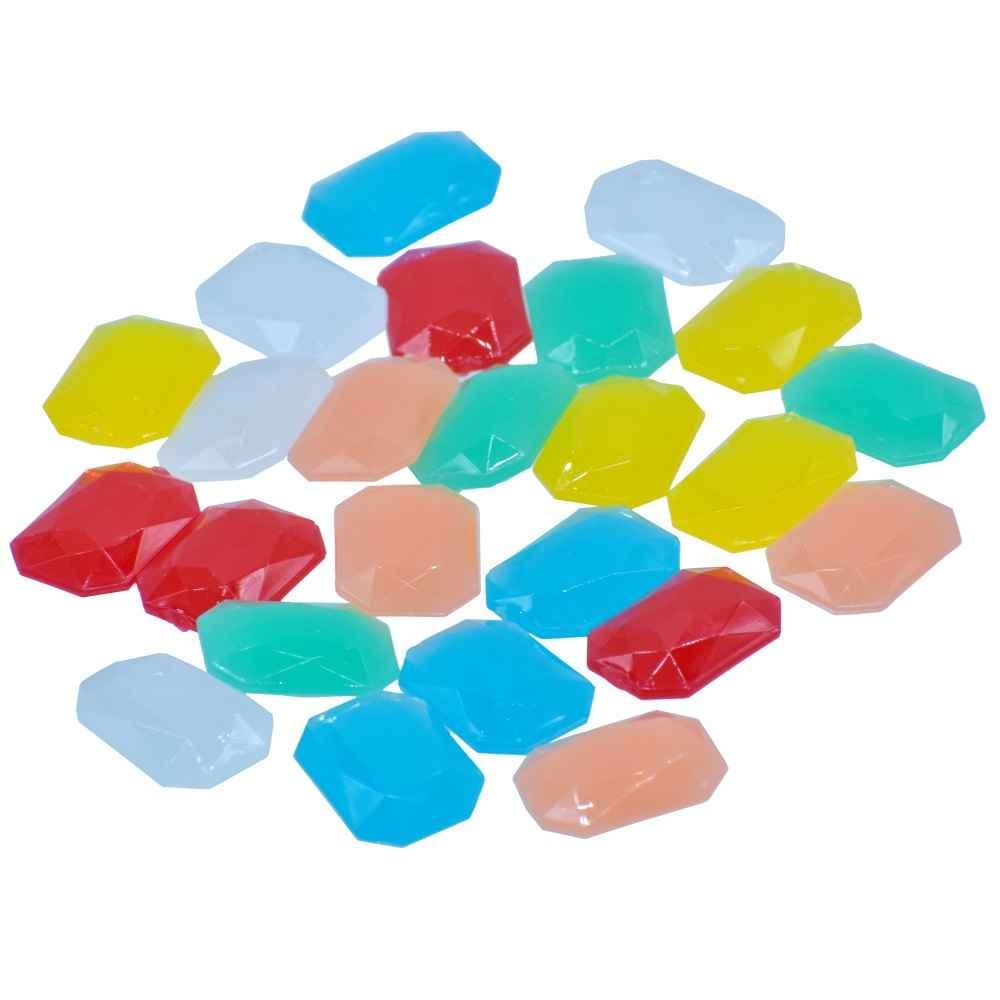 Kundan Stone Diamond Opaque Rectangle Shape Multi Colour Medium Size 13X18MM 24 Pieces JKSR44