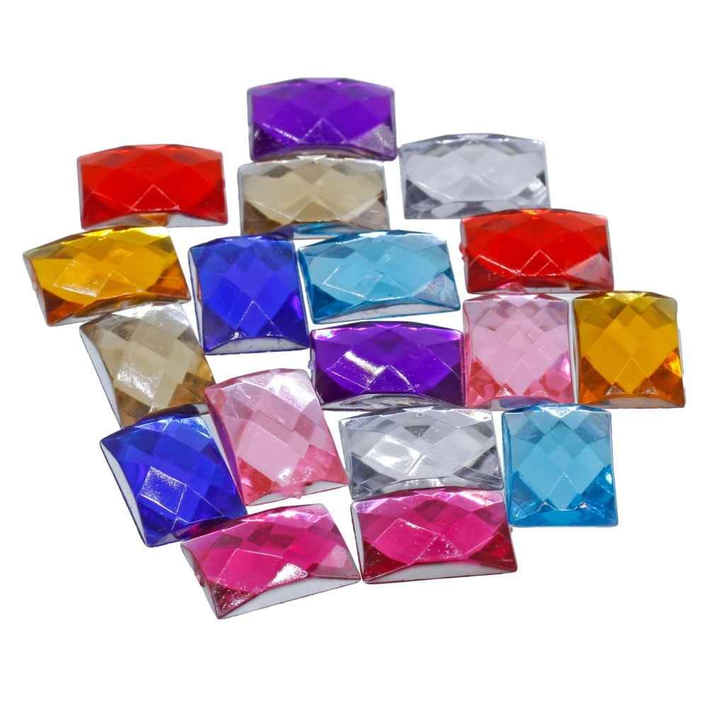 Kundan Stone Diamond Flat Rectangle Shape Multi Colour Medium Size 13X18MM 20 Pieces J13X18-27