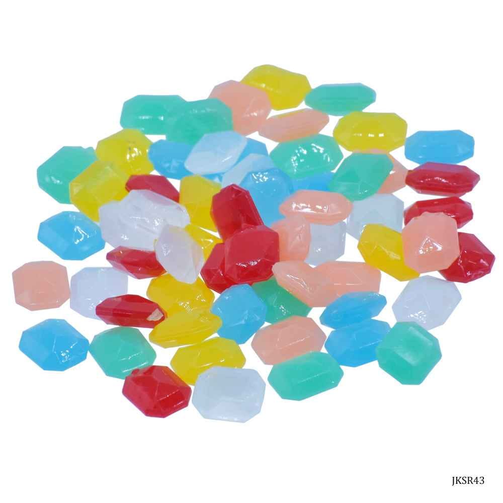 Kundan Stone Diamond Opaque Rectangle Shape Multi Colour Small Size 8X10MM 60 Pieces JKSR43