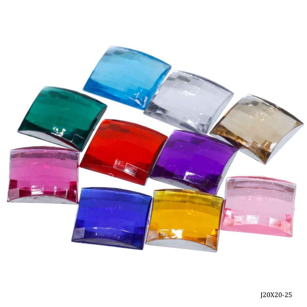 Kundan Stone Diamond Flat Square Shape Multi Colour Big Size 20MM 10 Pieces J20X20-25