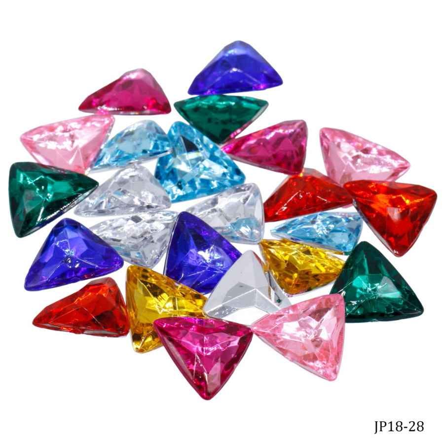 Kundan Stone Diamond Flat Triangle Shape Multi Colour Big Size 18MM 24 Pieces J20X20-25