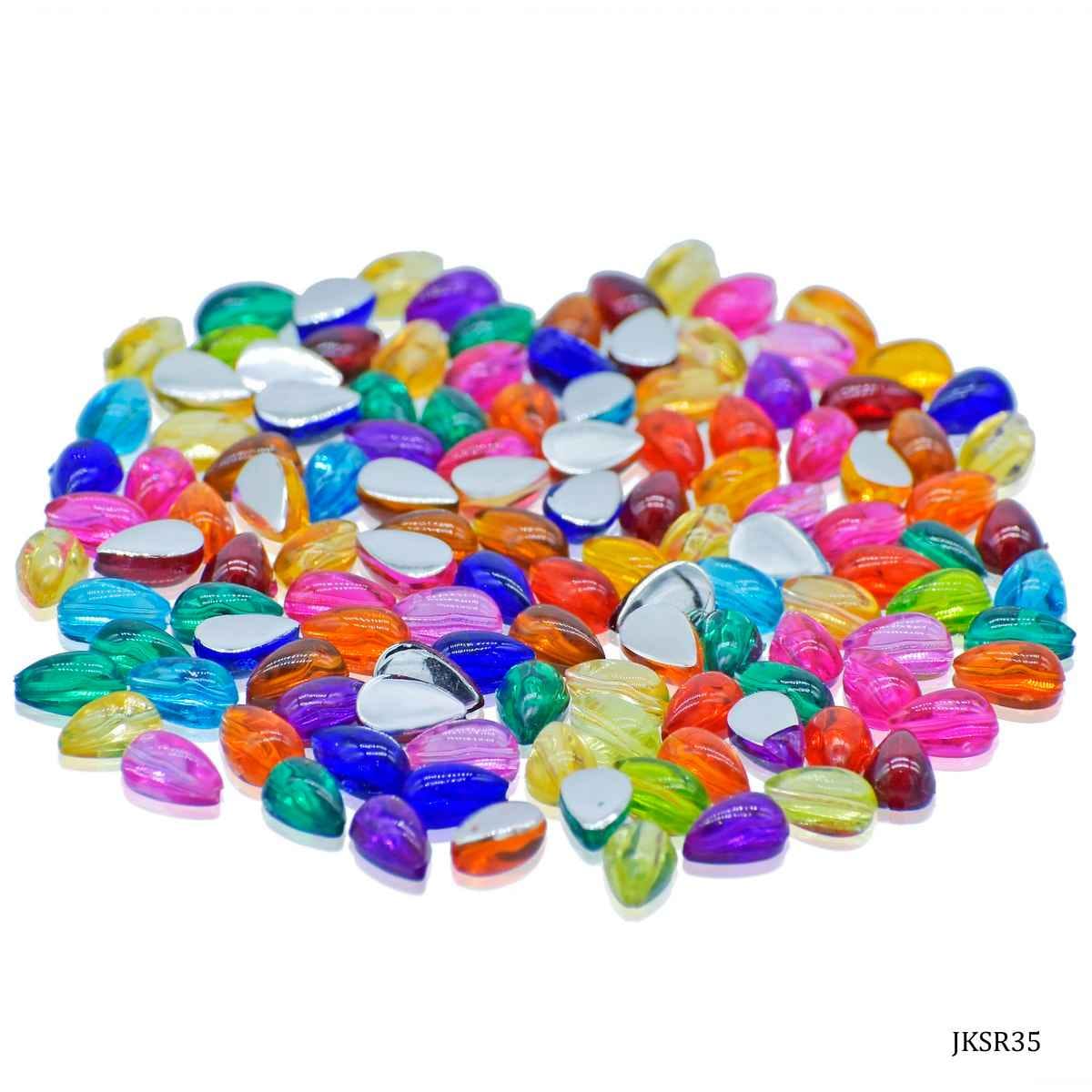 Kundan Beads Stone Drop Shape with Hole Multi Colour Size 8X5MM 10 Grams JKSR35