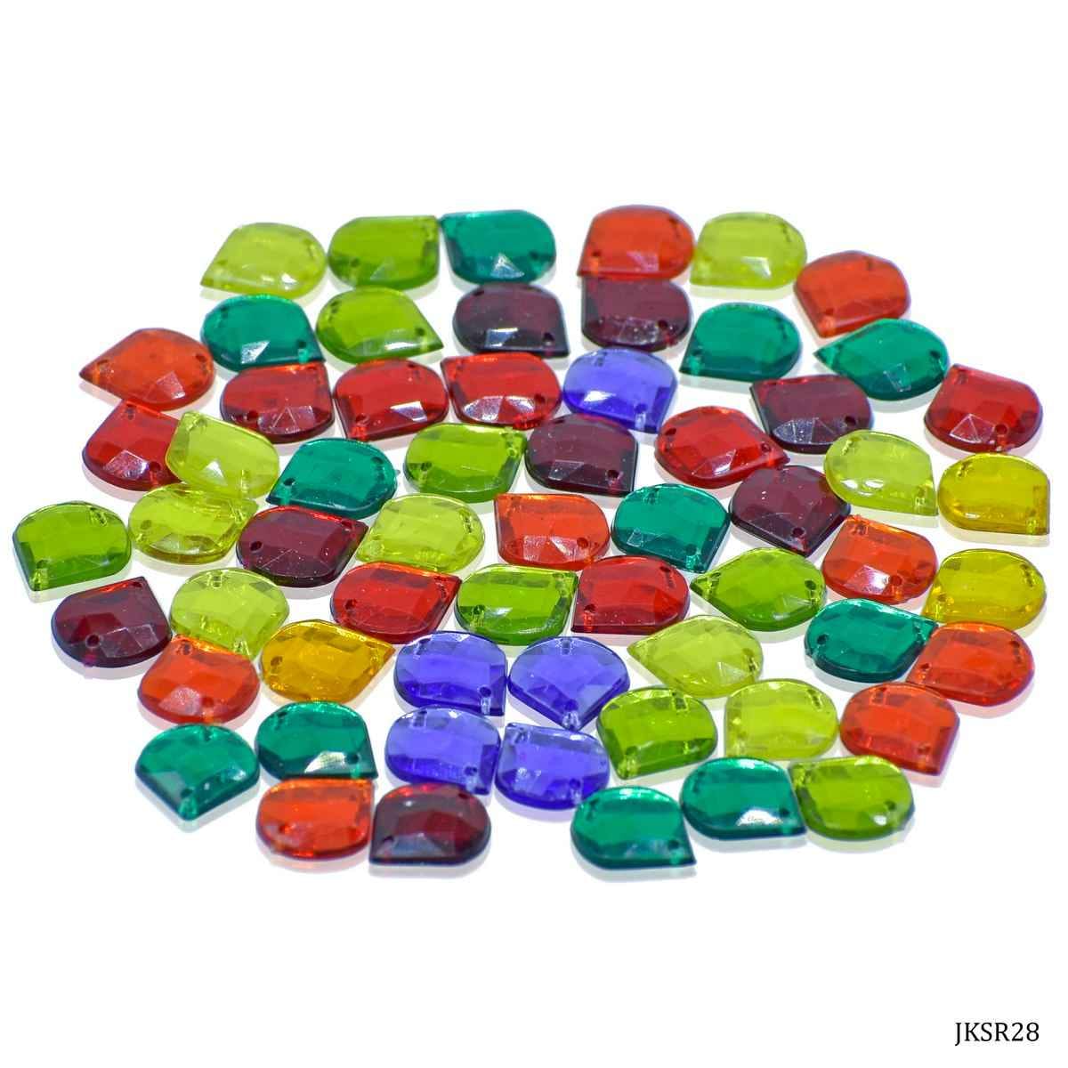 Kundan Beads Stone Drop Shape with Hole Multi Colour Size 10MM 10 Grams JKSR28