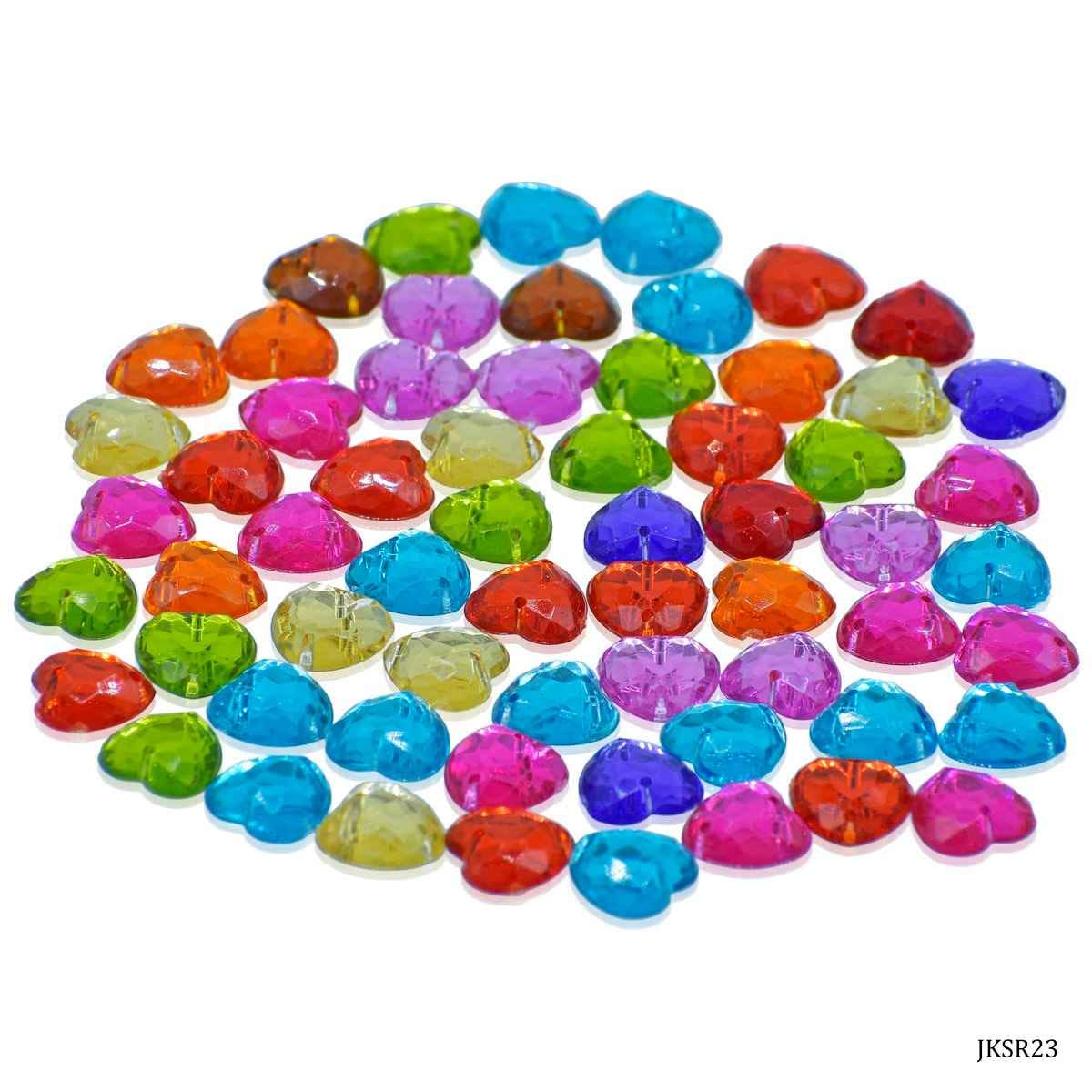 Kundan Beads Stone Heart Shape with Hole Multi Colour Size 10MM 10 Grams JKSR23