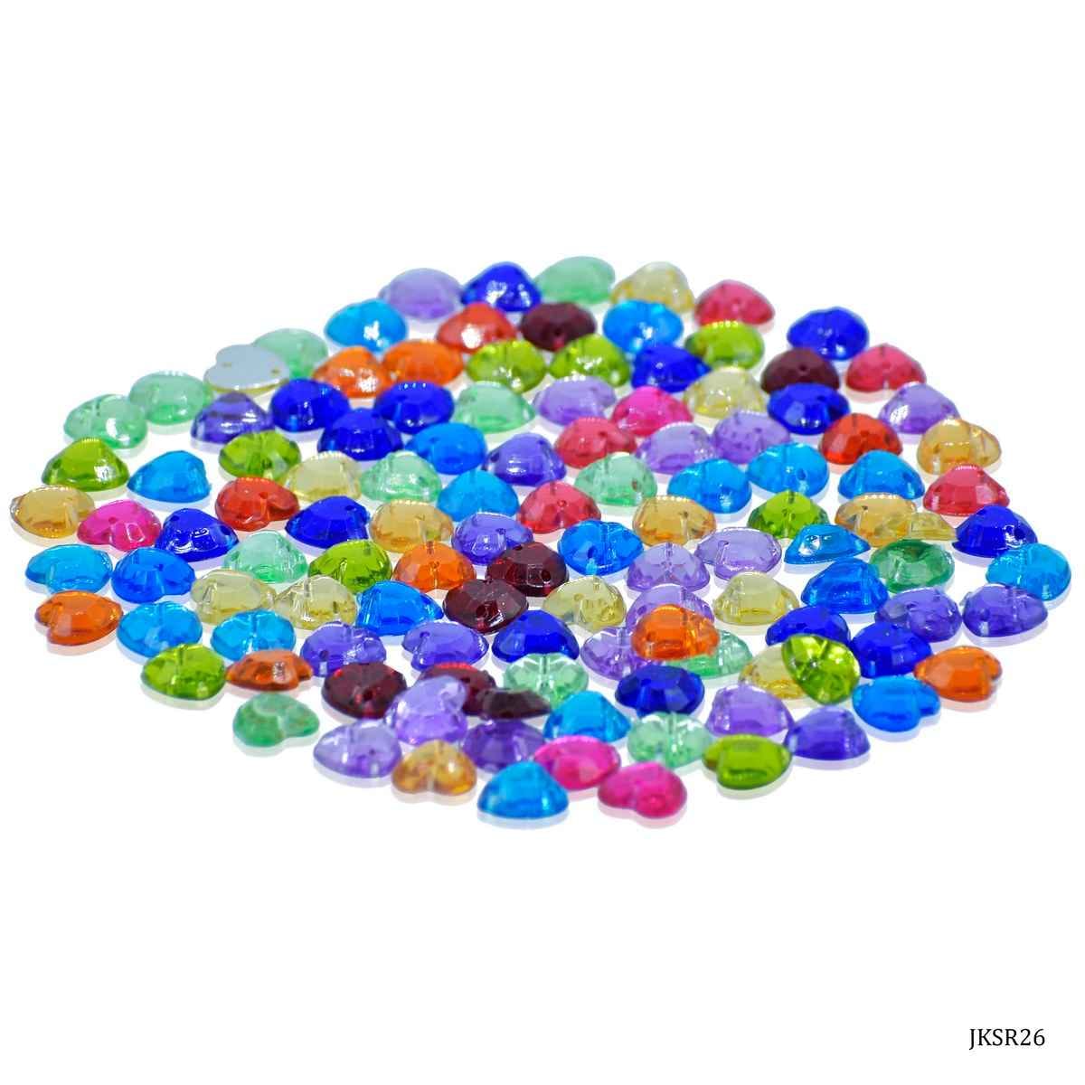 Kundan Beads Stone Heart Shape with Hole Multi Colour Size 8MM 10 Grams JKSR26