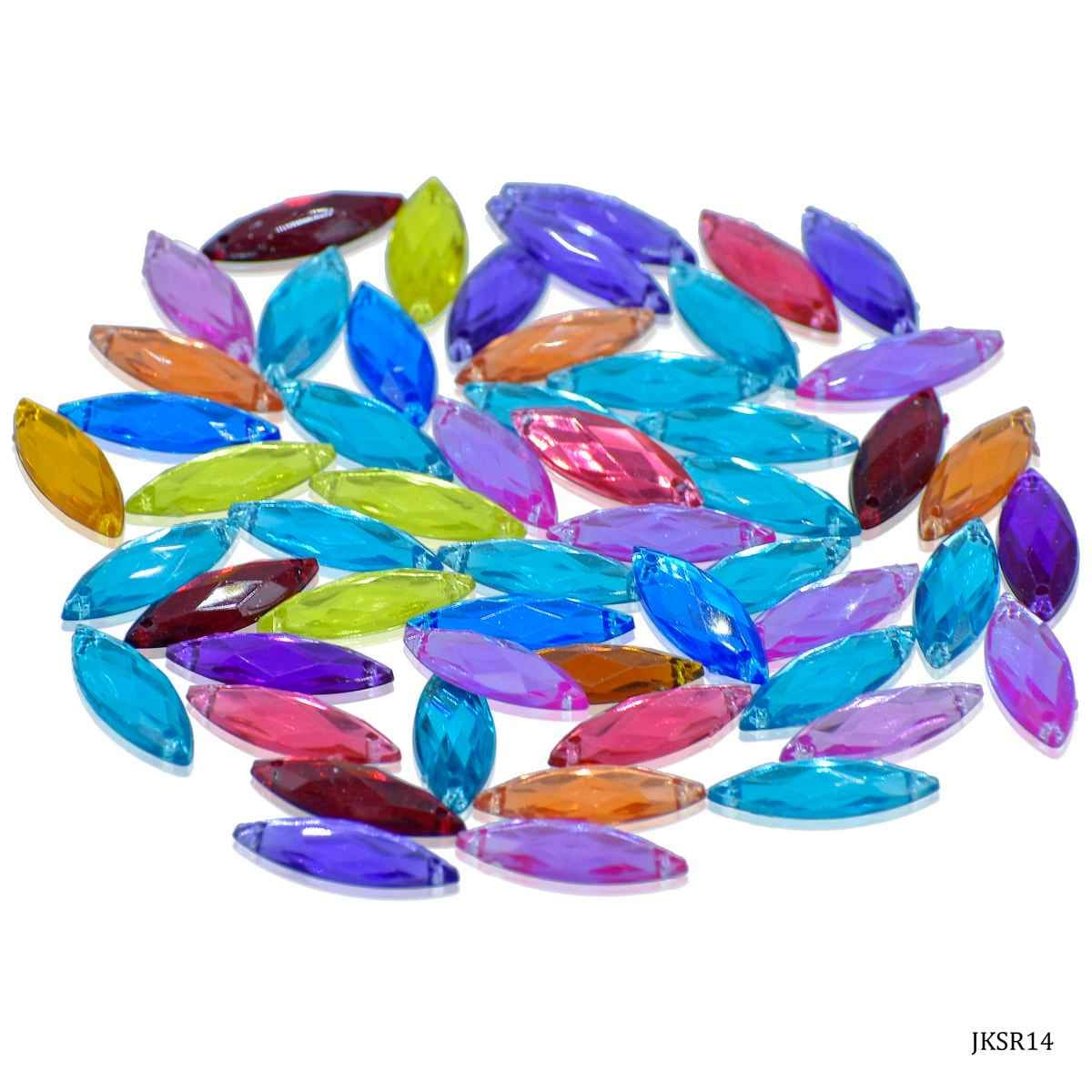 Kundan Beads Stone Marquise Shape with Hole Multi Colour Size 20X7MM 10 Grams JKSR14