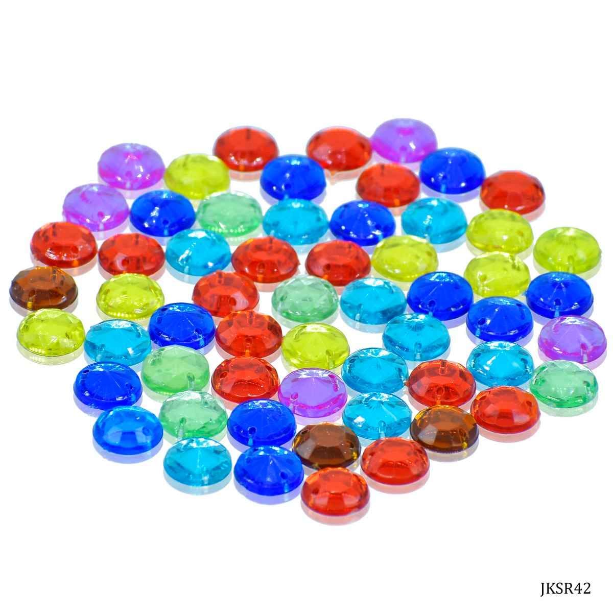 Kundan Beads Stone Round Shape with Hole Multi Colour Size 10MM 10 Grams JKSR42