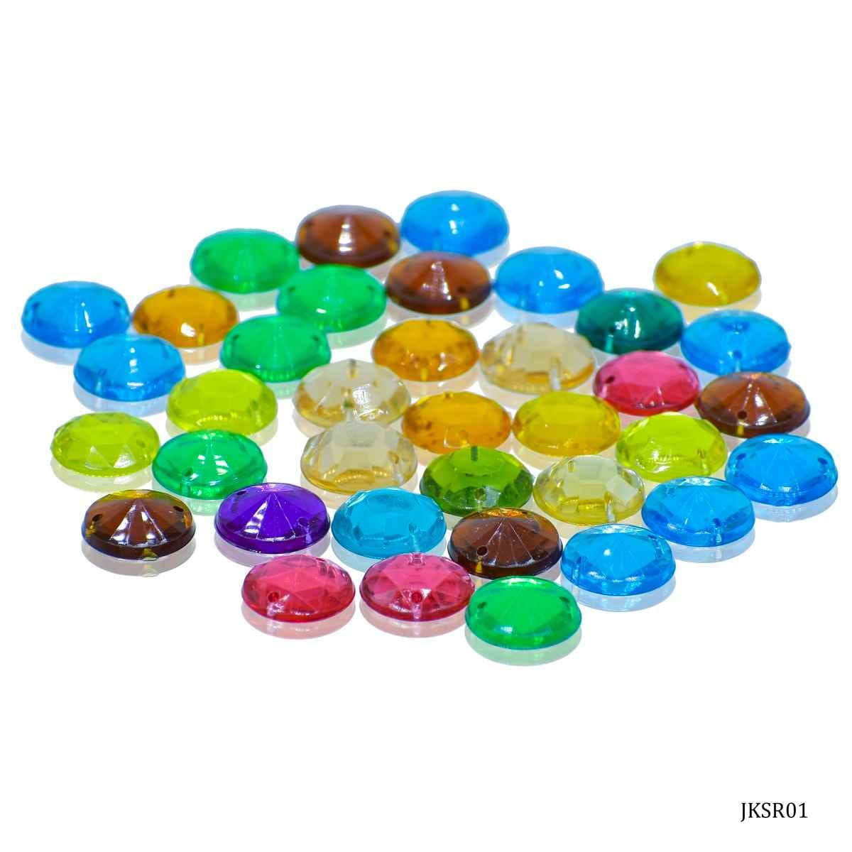 Kundan Beads Stone Round Shape with Hole Multi Colour Size 12MM 10 Grams JKSR01