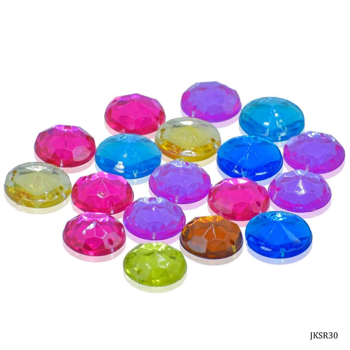 Kundan Beads Stone Round Shape with Hole Multi Colour Size 16MM 10 Grams JKSR30