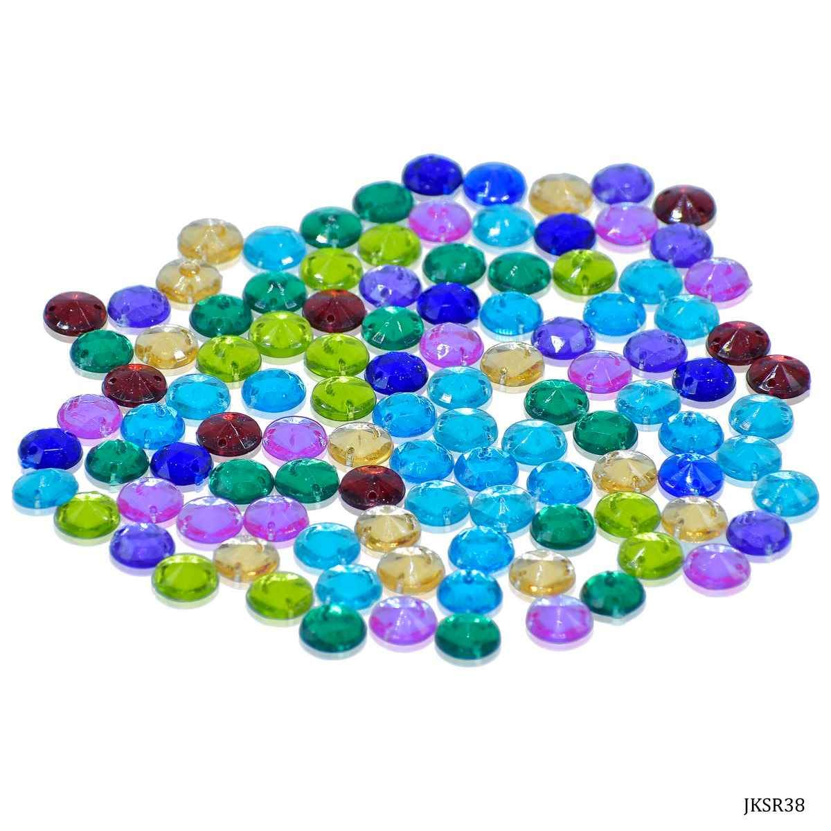 Kundan Beads Stone Round Shape with Hole Multi Colour Size 8MM 10 Grams JKSR38