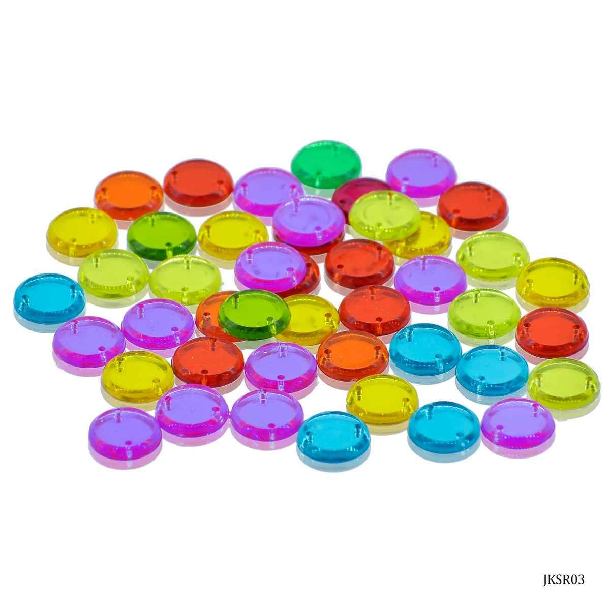 Kundan Beads Mirror Stone Round Shape with Hole Multi Colour Size 10MM 10 Grams JKSR03