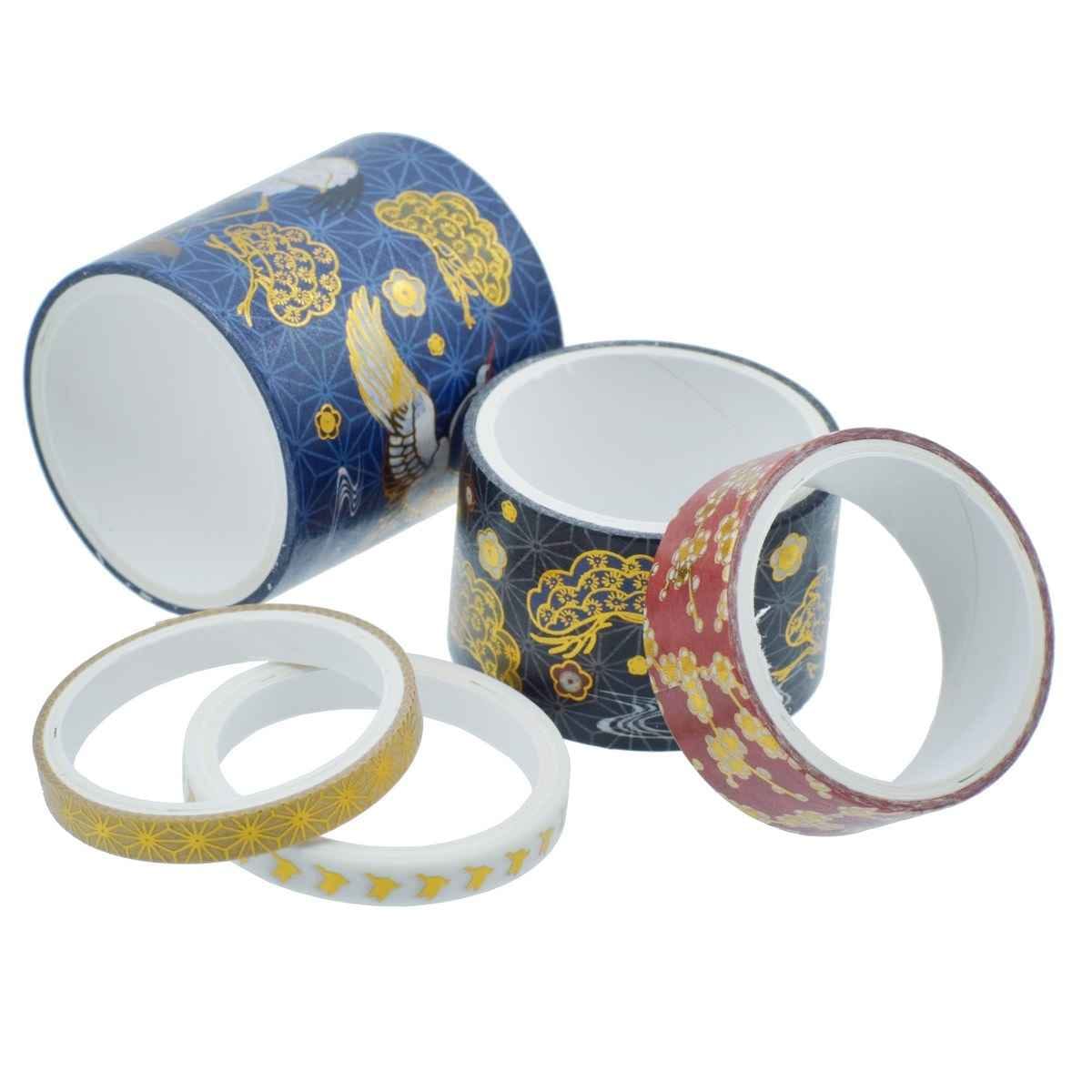 Craft Decorative Paper Tape 5 Pcs Multi Colour Design 10mm x 2m PT-5PB