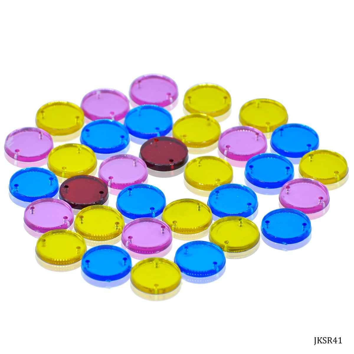 Kundan Beads Mirror Stone Round Shape with Hole Multi Colour Size 14MM 10 Grams JKSR41