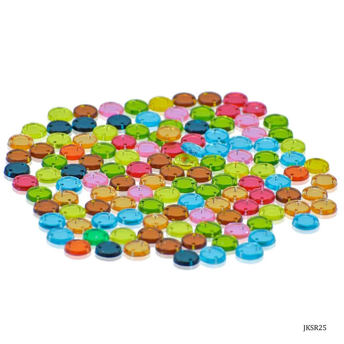 Kundan Beads Mirror Stone Round Shape with Hole Multi Colour Size 8MM 10 Grams JKSR25