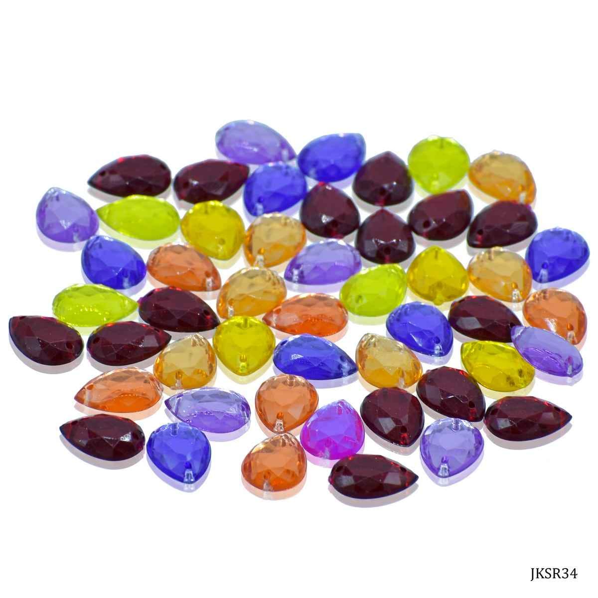 Kundan Beads Stone Tilak Shape with Hole Multi Colour Size 10X14MM 10 Grams JKSR34