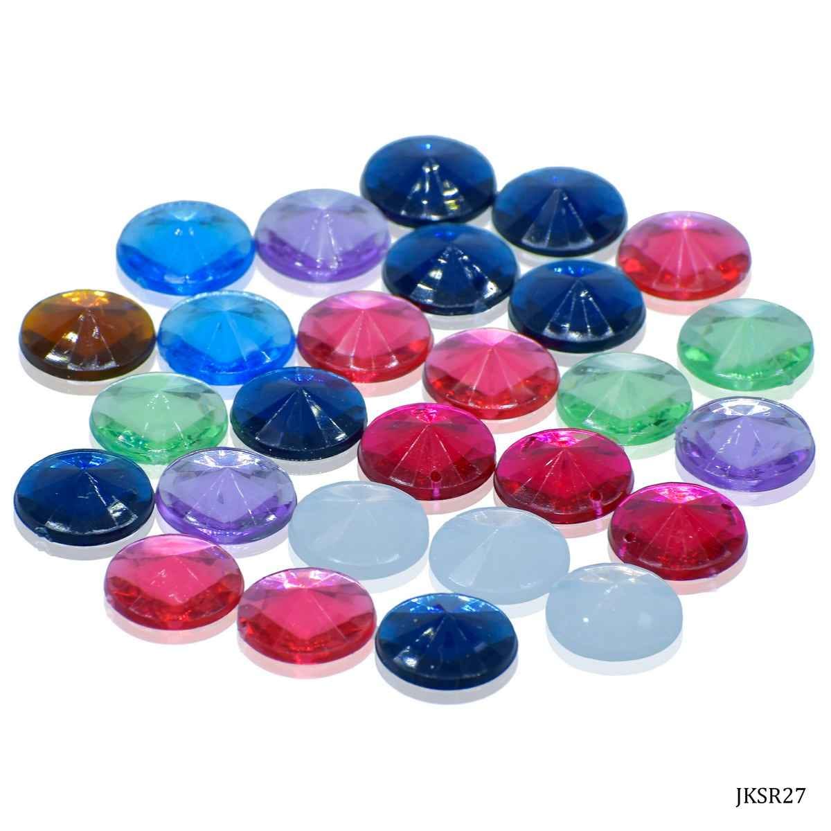 Kundan Beads Stone Round Shape with Hole Multi Colour Size 14MM 10 Grams JKSR27