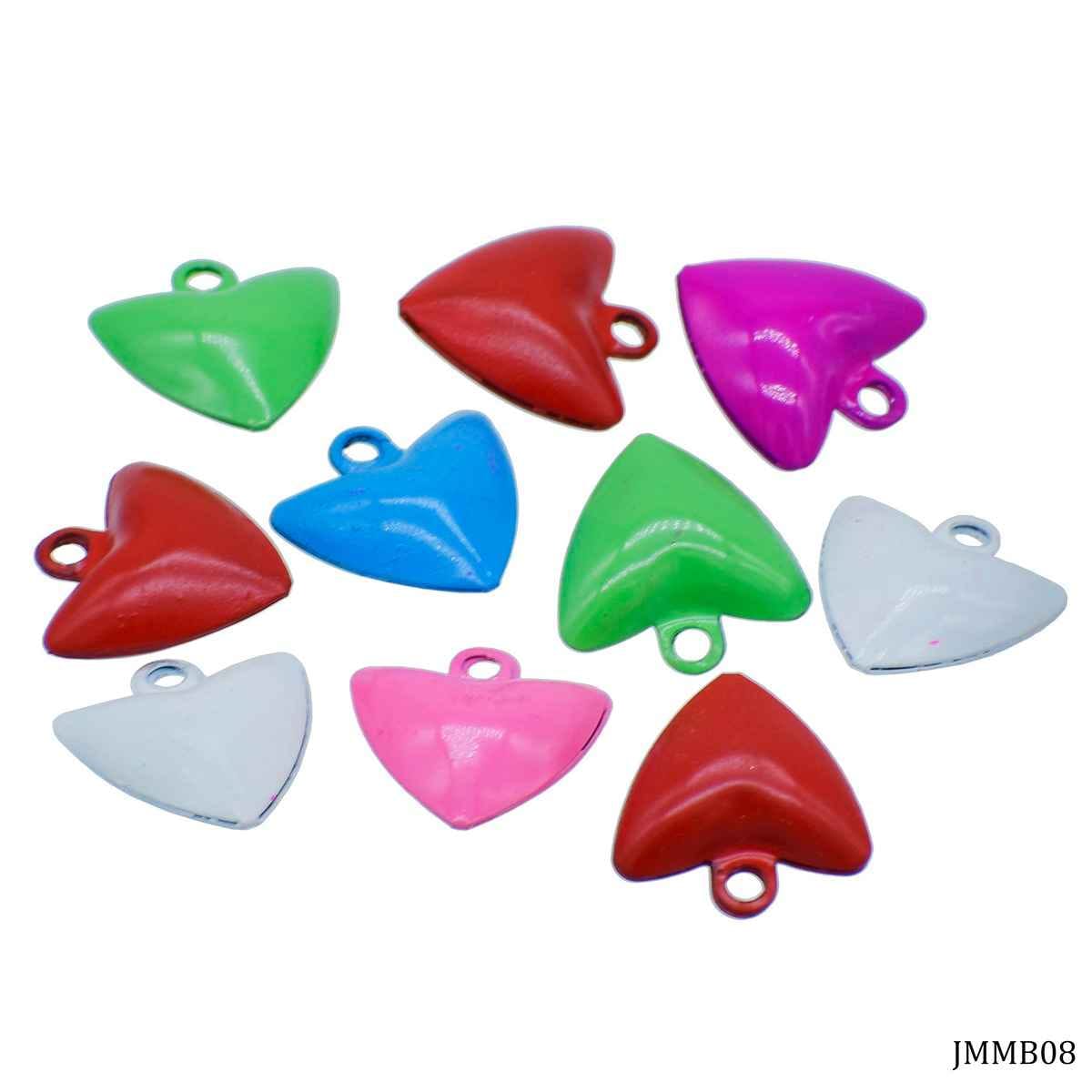 Mini Metal Bells Heart Multi-Colours, 16MM, 10 Pieces, JMMB08