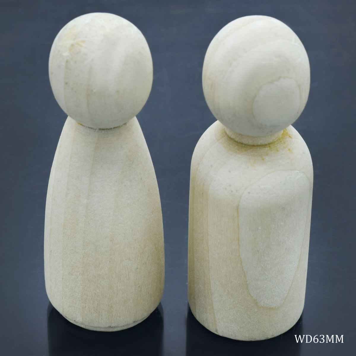Wooden Peg Doll Raja & Rani 63MM 2 Pcs Set WD63MM