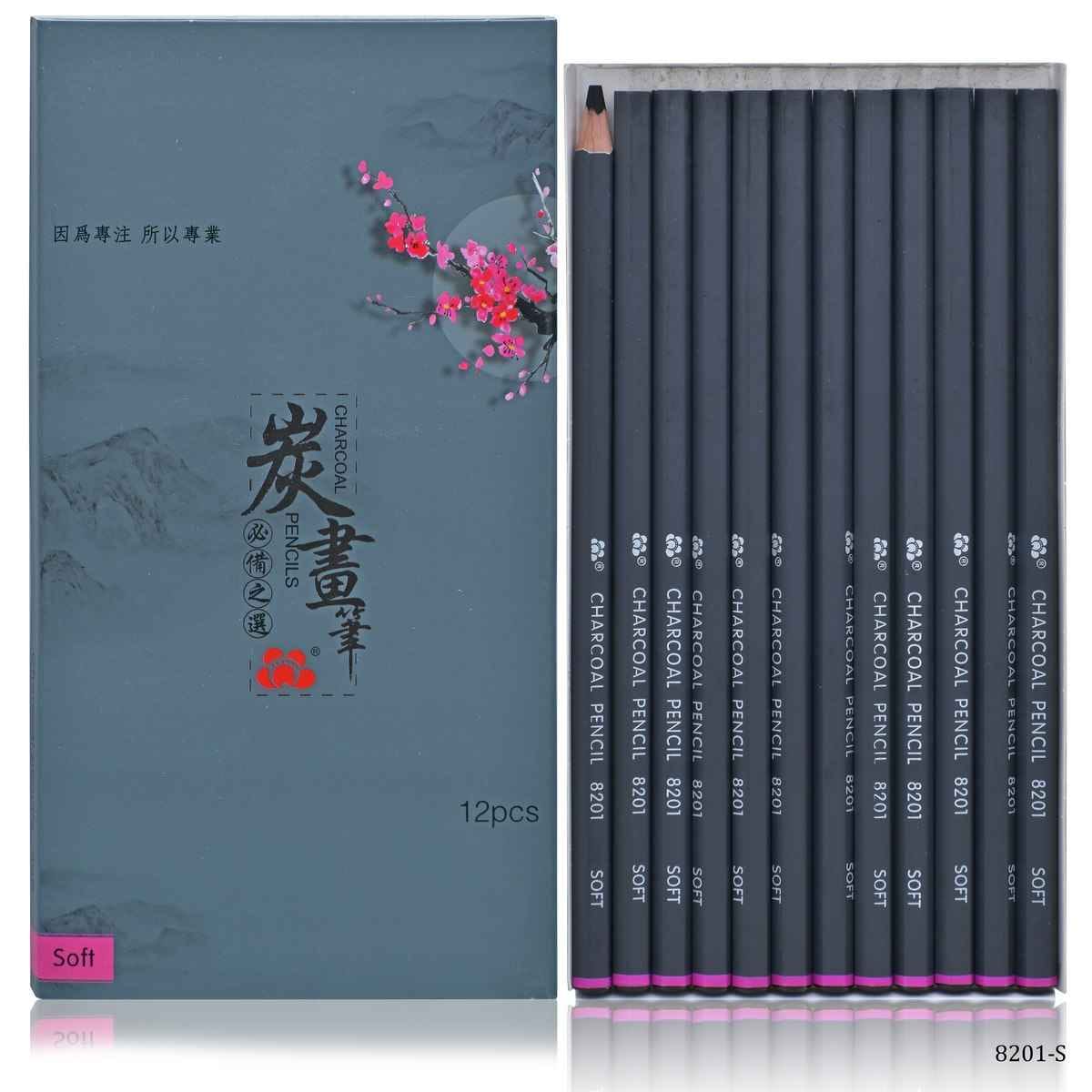Charcoal Pencil Set Of 12 Pcs Soft 8201-S