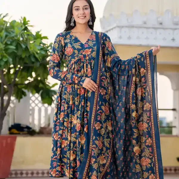 Majestic Gardens Embroidery Cotton Suit Set