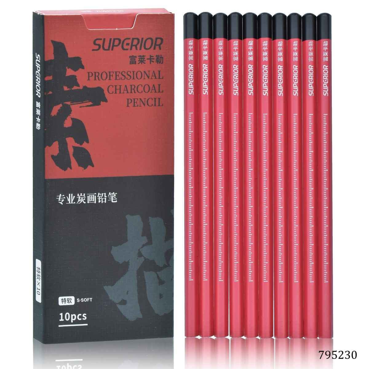 Superior Professional Charcoal Pencil 10Pcs Set Soft Pencil 795230