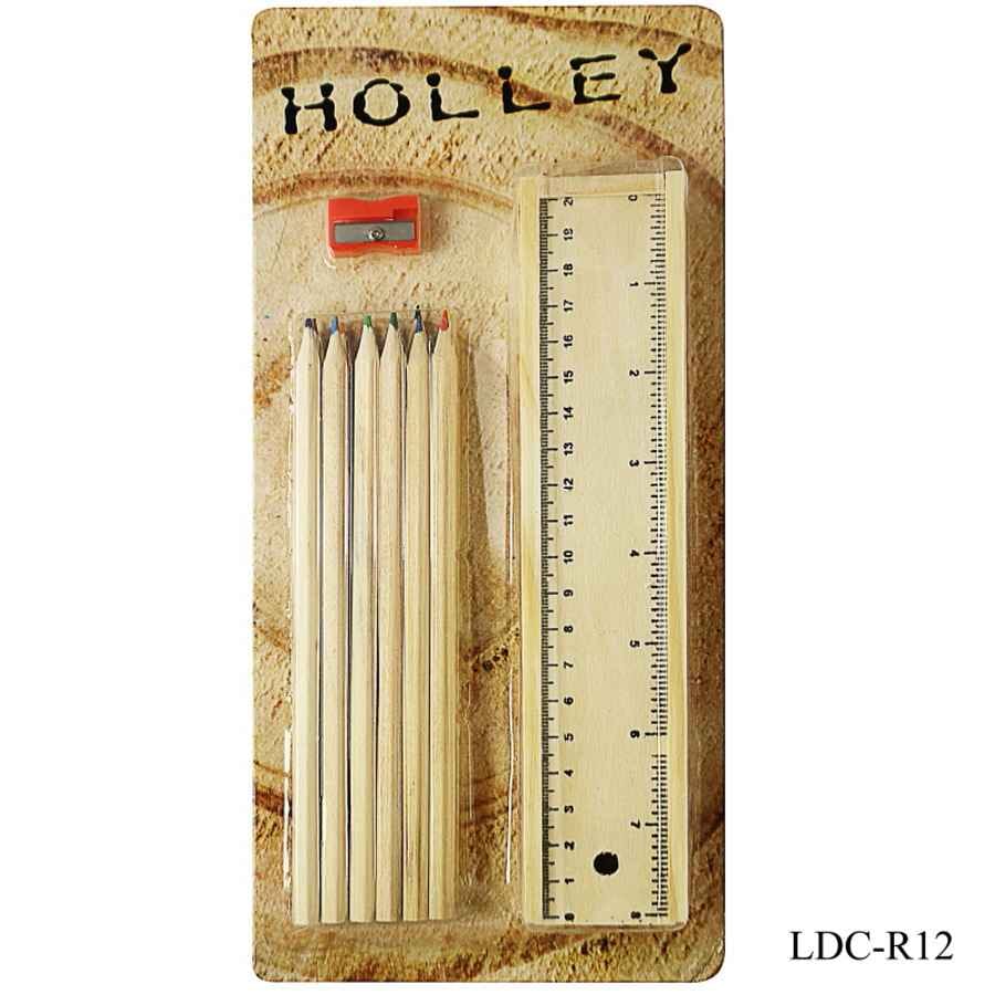 Wooden Colour Pencil Crayons 12 Pcs Set With Box And Sharpener LDC-R12