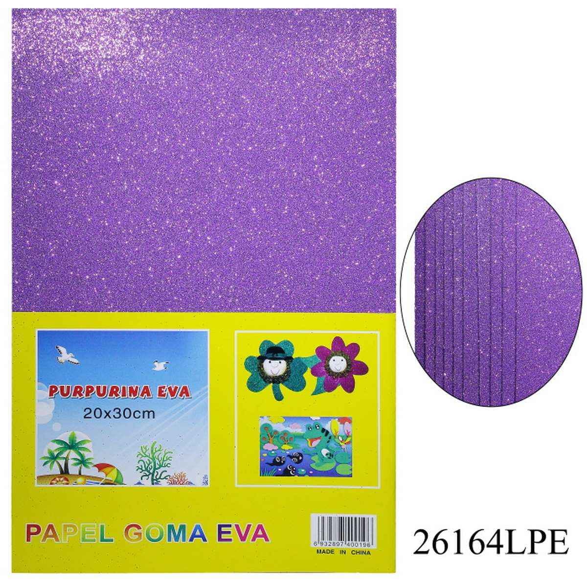 A4 Glitter Foam Sheet With Sticker Light Purple Colour 10 Sheets 26164LPE