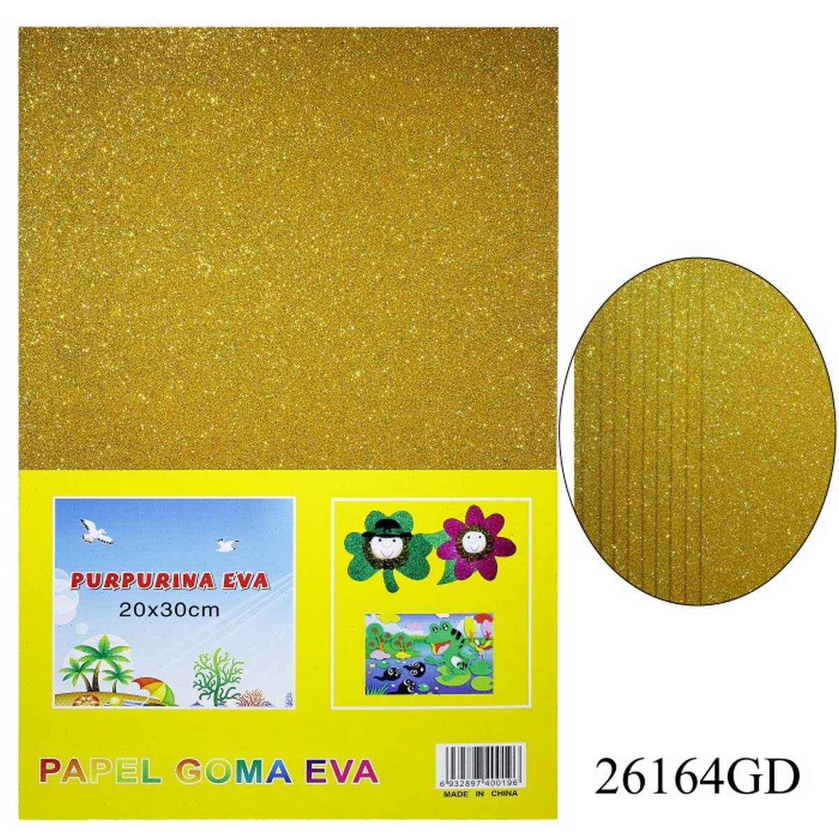 A4 Glitter Foam Sheet With Sticker Gold Colour 10 Sheets 26164GD