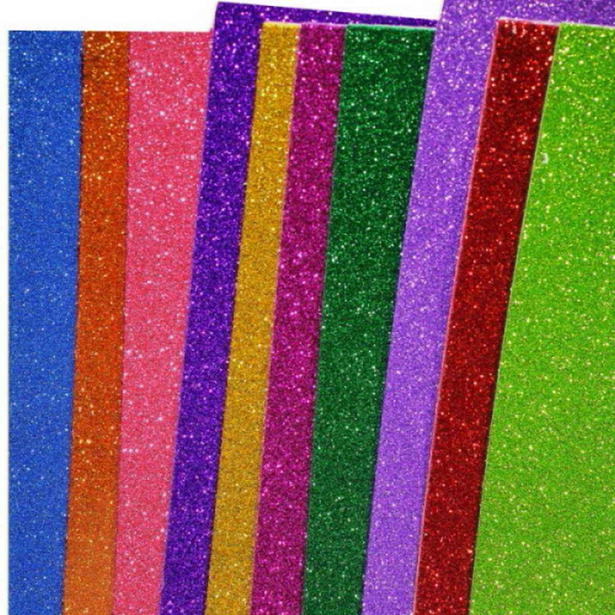 A4 Glitter Foam Sheet With Sticker Multi Colour 10 Sheets 71815